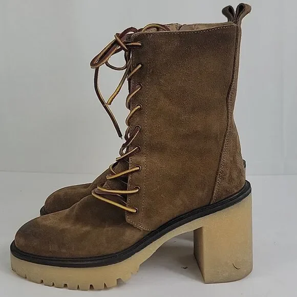 Free People Dylan Lace-Up Suede Leather Women's Boots